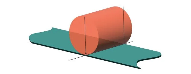 図 2: ニップ設計のラインに沿った圧力と照明